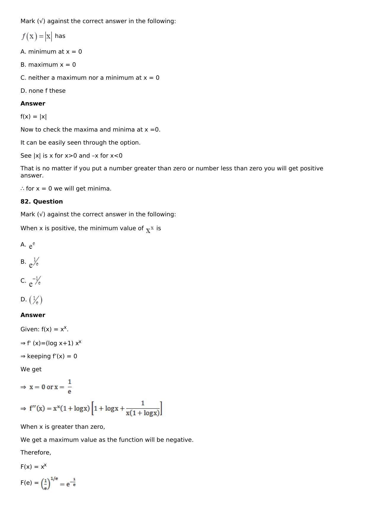 Chapter 11: Applications of Derivatives Solutions: RS Aggarwal Class 12 Solutions  - Page 182