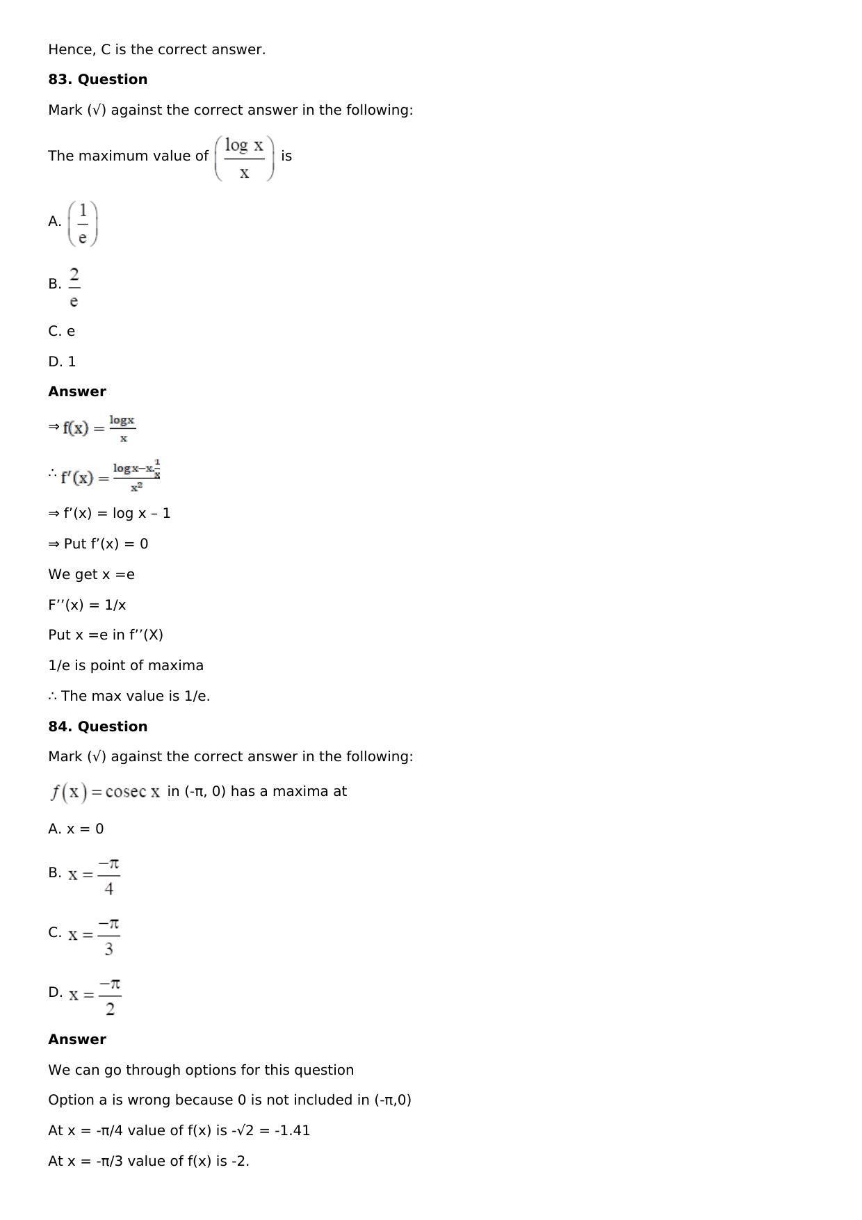 Chapter 11: Applications of Derivatives Solutions: RS Aggarwal Class 12 Solutions  - Page 183