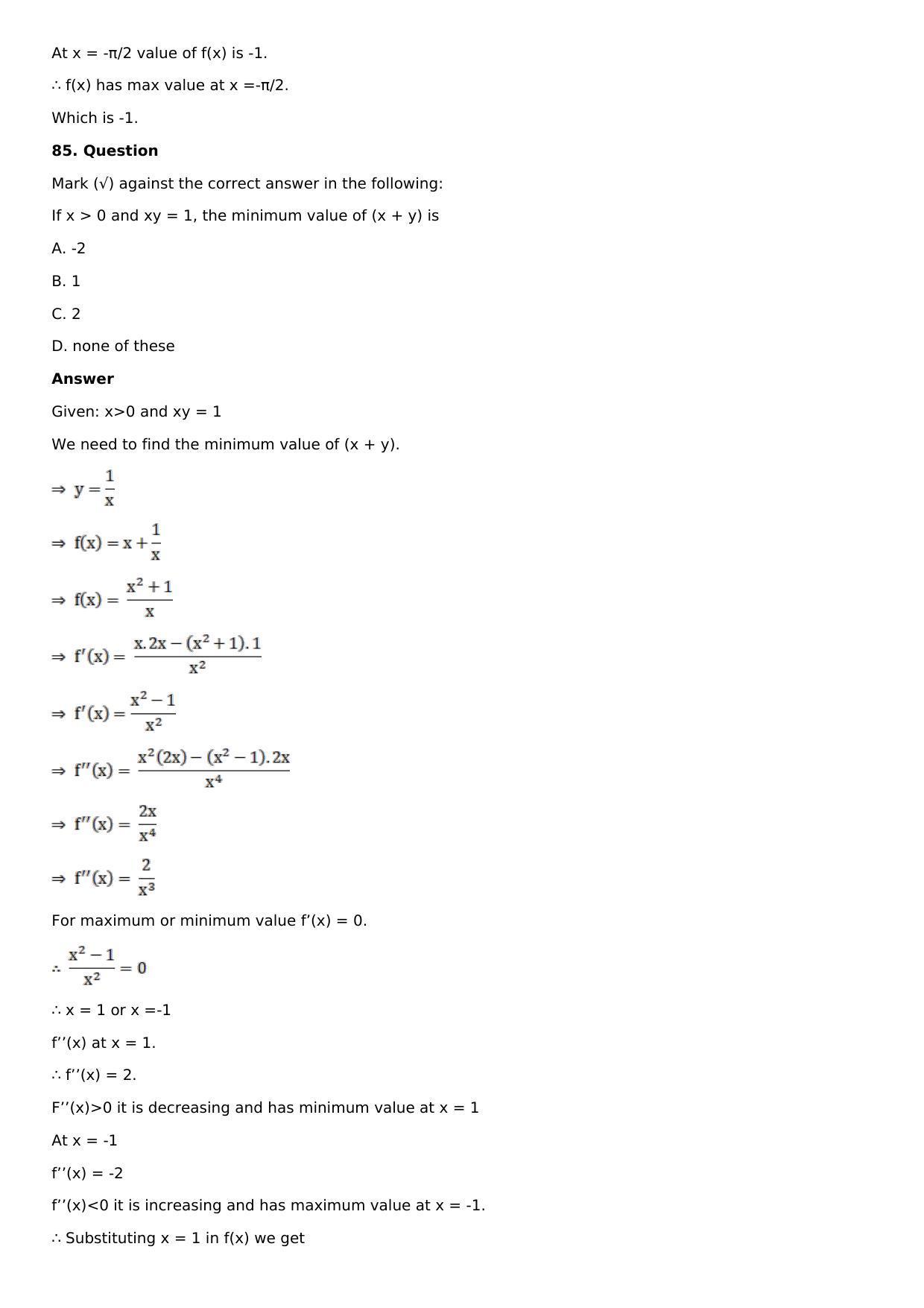 Chapter 11: Applications of Derivatives Solutions: RS Aggarwal Class 12 Solutions  - Page 184