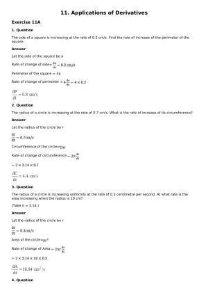 Chapter 11: Applications of Derivatives Solutions: RS Aggarwal Class 12 Solutions 