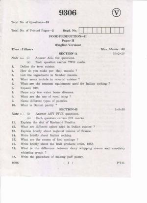 AP Inter 2nd Year Food Production-II May-2019-Vocational Question Paper