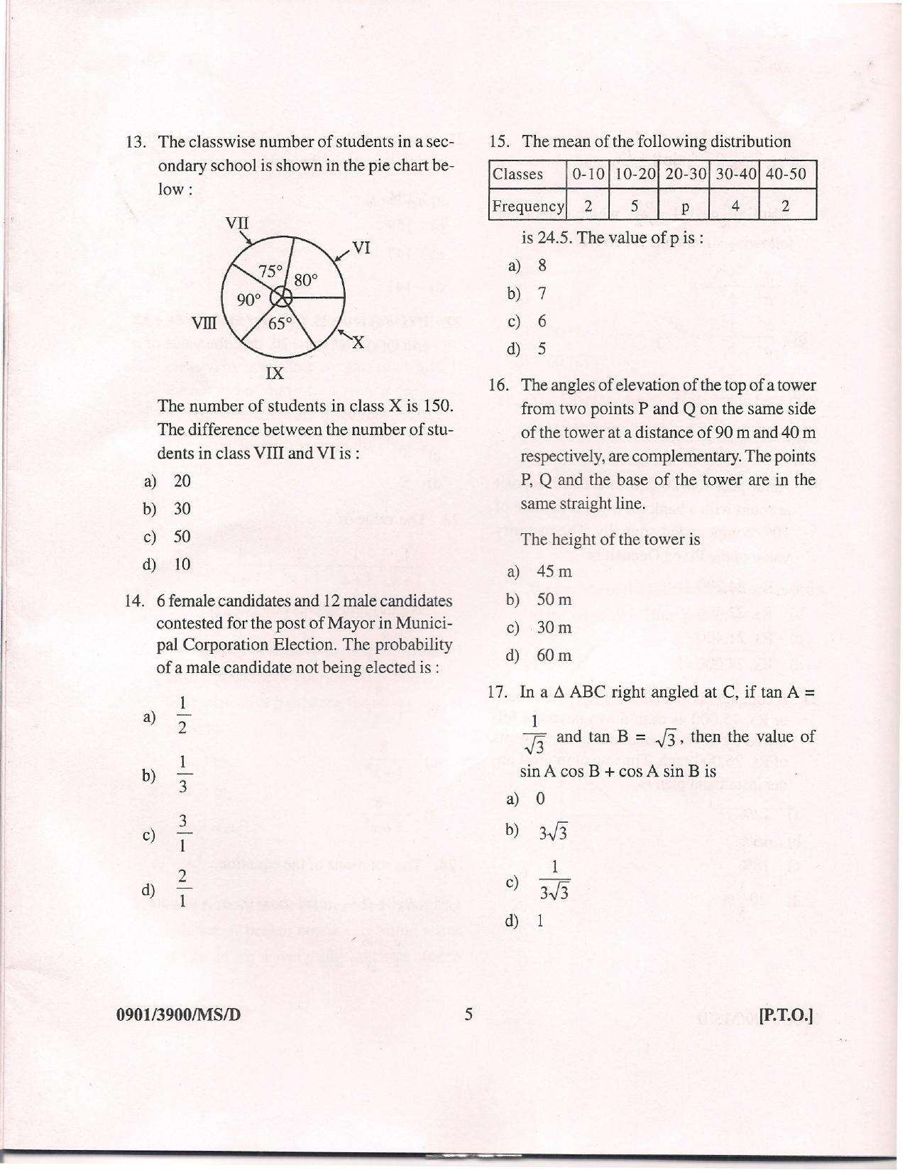 APJEE Mathematics & Science 2009 Question Paper - Page 4