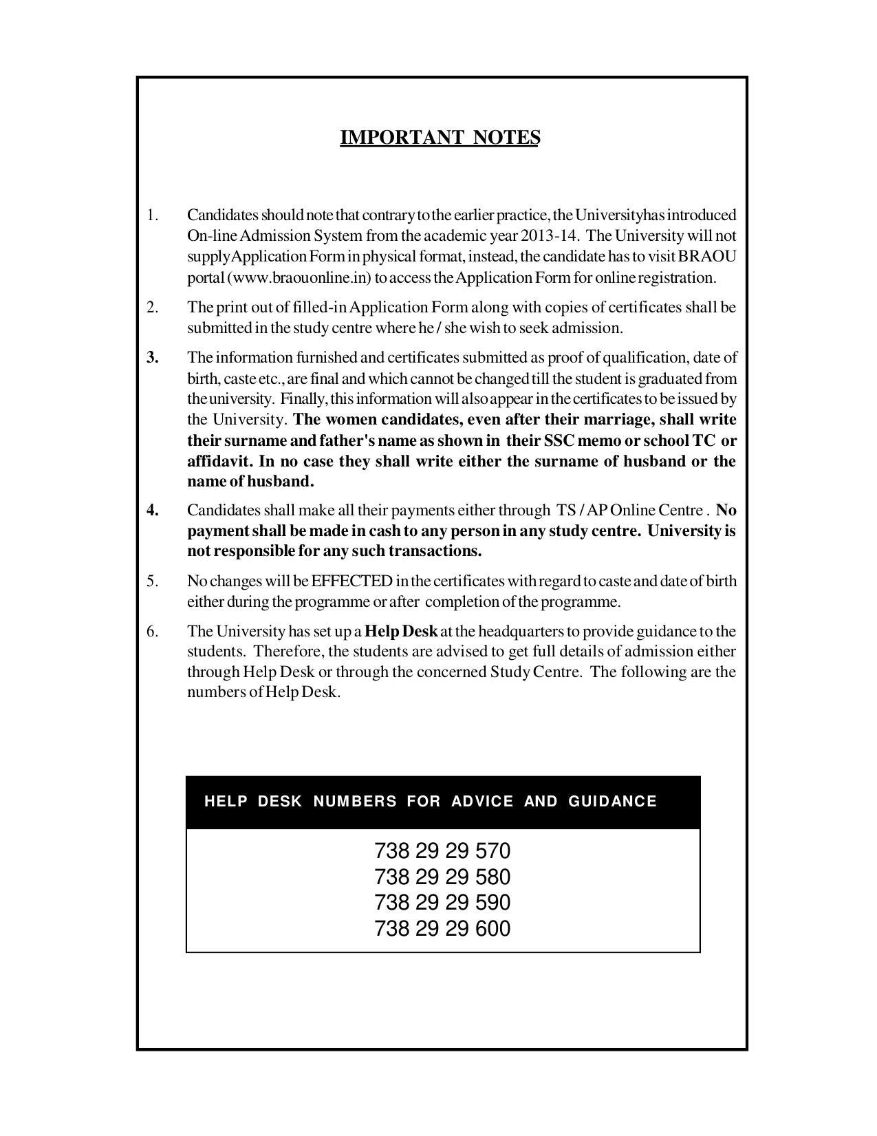 Dr. B.R. Ambedkar Open University (BRAOU) Hyderabad PG Prospectus - Page 2