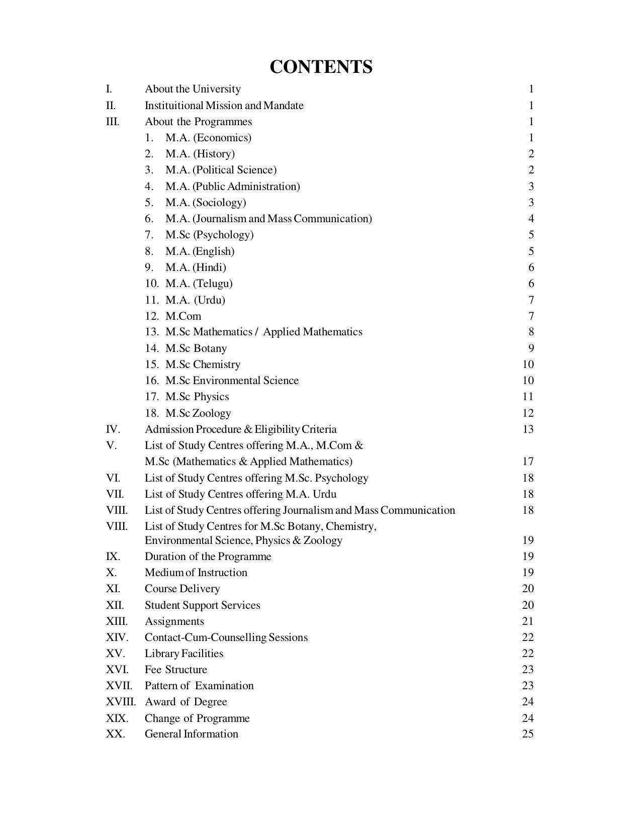 Dr. B.R. Ambedkar Open University (BRAOU) Hyderabad PG Prospectus - Page 3
