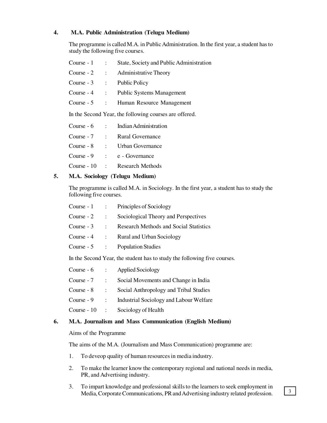 Dr. B.R. Ambedkar Open University (BRAOU) Hyderabad PG Prospectus - Page 7