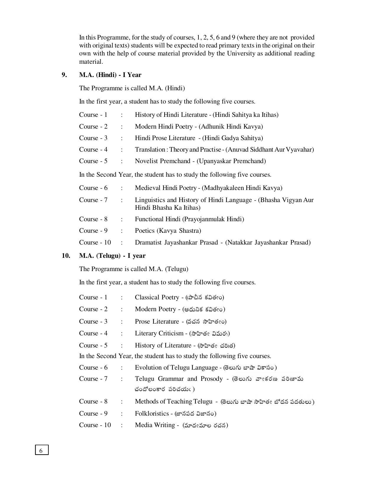 Dr. B.R. Ambedkar Open University (BRAOU) Hyderabad PG Prospectus - Page 10