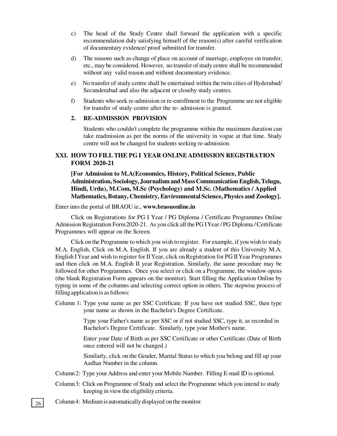 Dr. B.R. Ambedkar Open University (BRAOU) Hyderabad PG Prospectus - Page 30