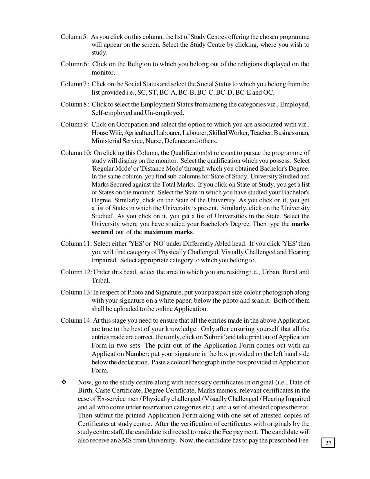 Dr. B.R. Ambedkar Open University (BRAOU) Hyderabad PG Prospectus - Page 31
