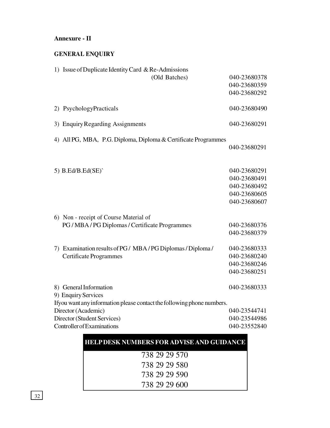 Dr. B.R. Ambedkar Open University (BRAOU) Hyderabad PG Prospectus - Page 36