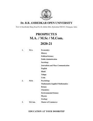 Dr. B.R. Ambedkar Open University (BRAOU) Hyderabad PG Prospectus