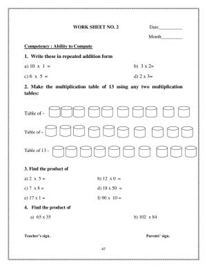Worksheet for Class 4 Maths Tables and Shares Assignment 4