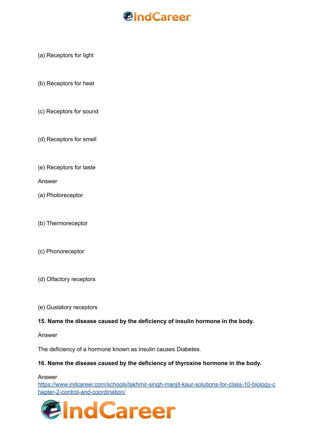 Lakhmir Singh Manjit Kaur Solutions for Class 10 Biology: Chapter 2- Control And Coordination - Page 30