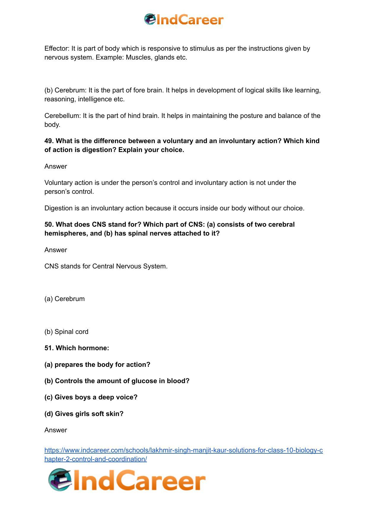 Lakhmir Singh Manjit Kaur Solutions for Class 10 Biology: Chapter 2- Control And Coordination - Page 41