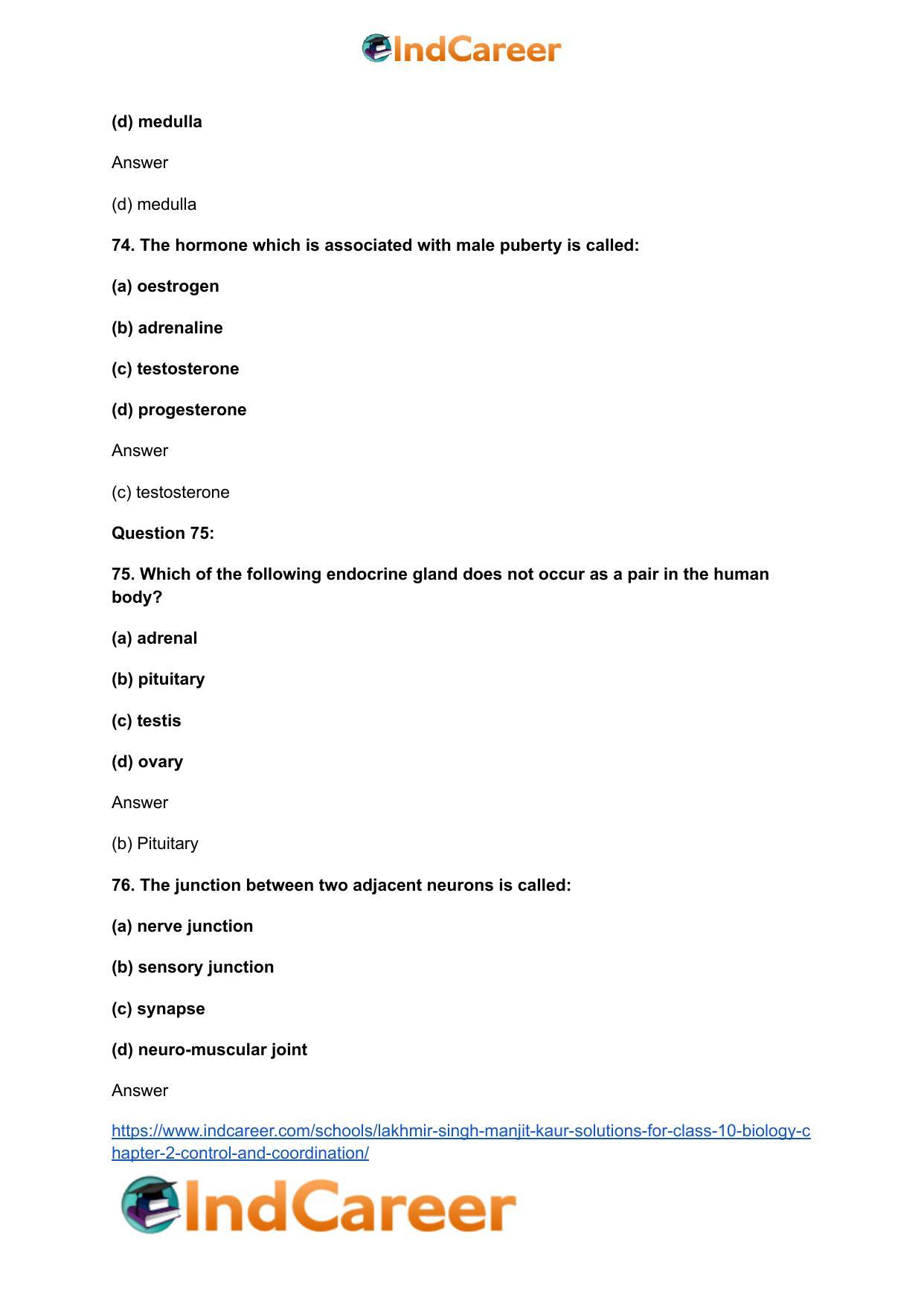 Lakhmir Singh Manjit Kaur Solutions for Class 10 Biology: Chapter 2- Control And Coordination - Page 53