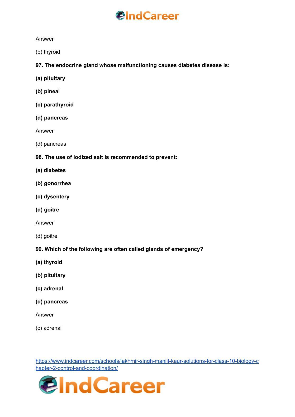 Lakhmir Singh Manjit Kaur Solutions for Class 10 Biology: Chapter 2- Control And Coordination - Page 60
