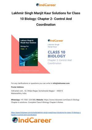 Lakhmir Singh Manjit Kaur  Solutions for Class 10 Biology: Chapter 2- Control And Coordination