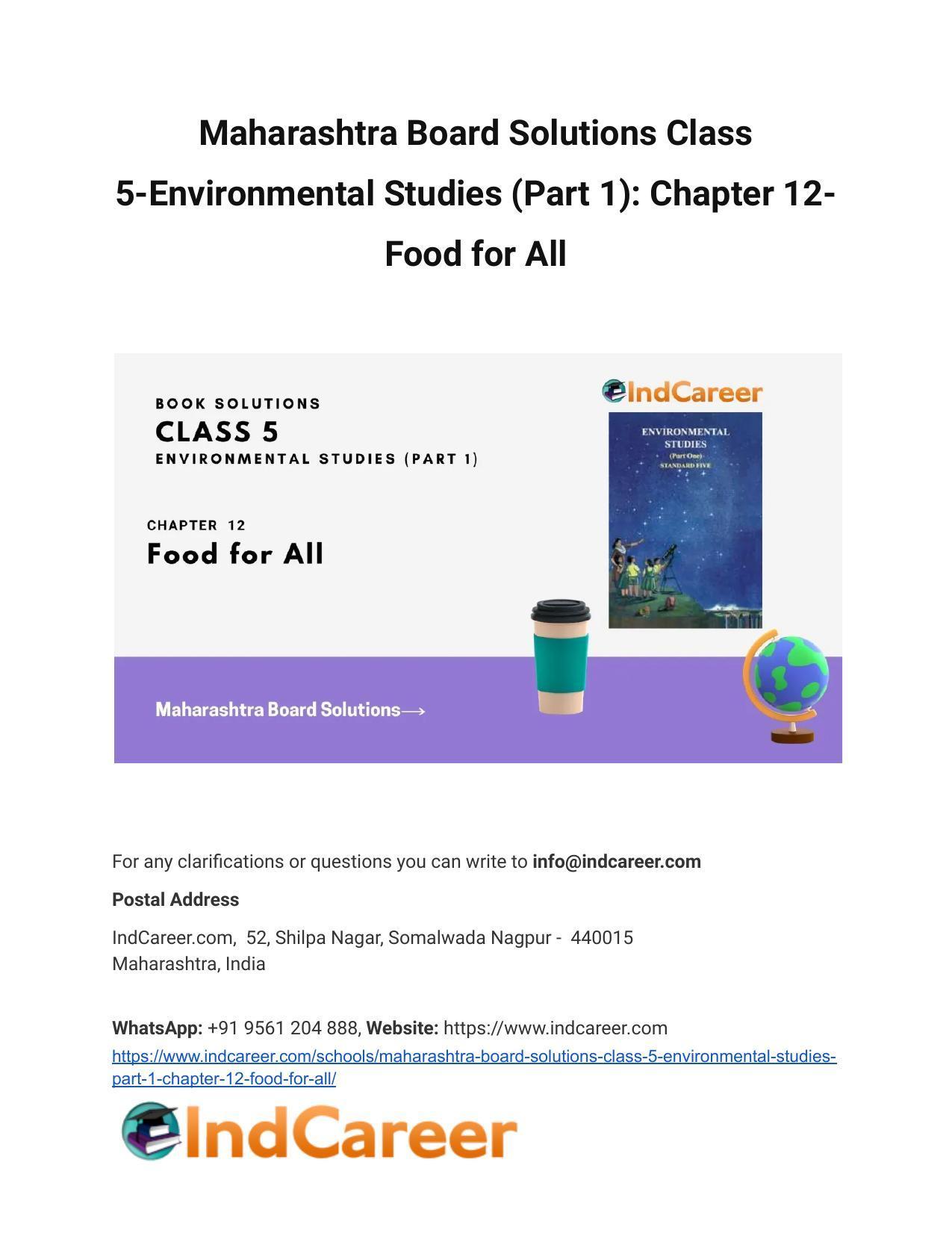 Maharashtra Board Solutions Class 5-Environmental Studies (Part 1): Chapter 12- Food for All - Page 1