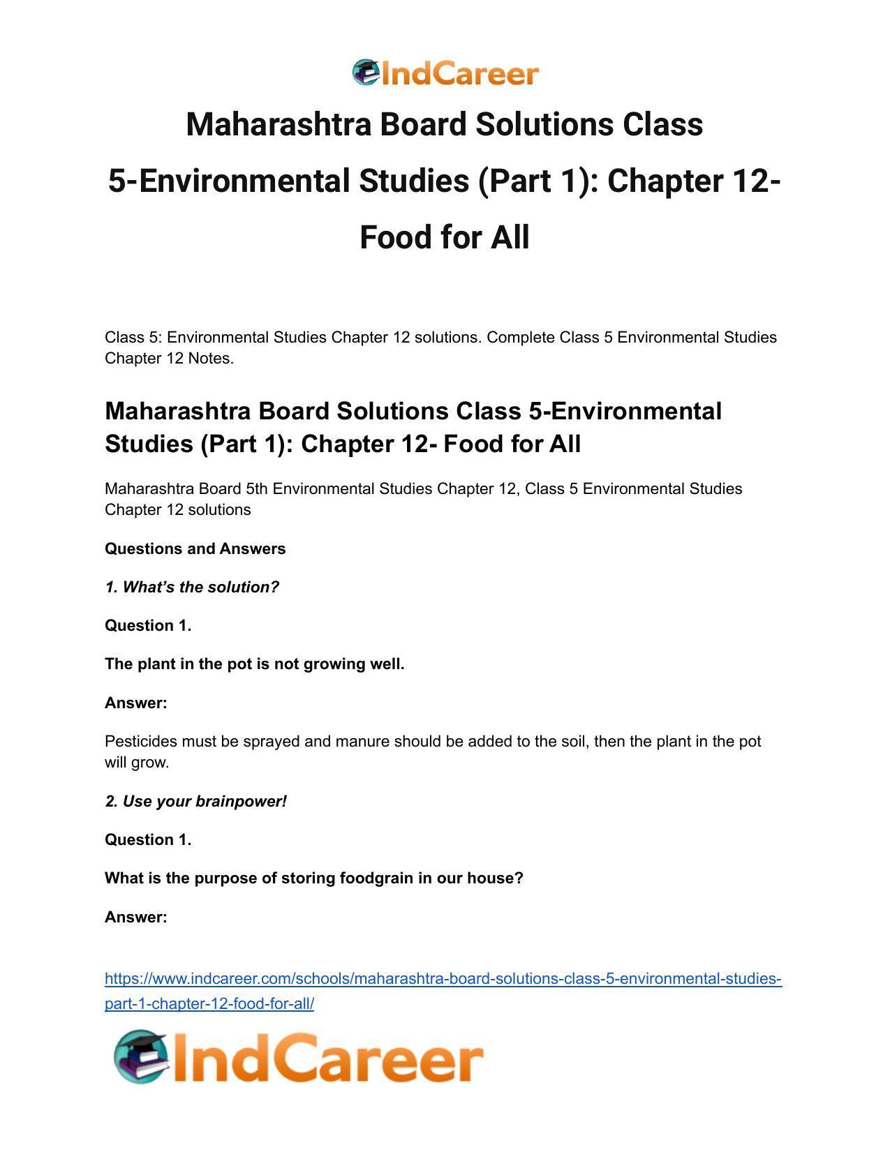 Maharashtra Board Solutions Class 5-Environmental Studies (Part 1): Chapter 12- Food for All - Page 2