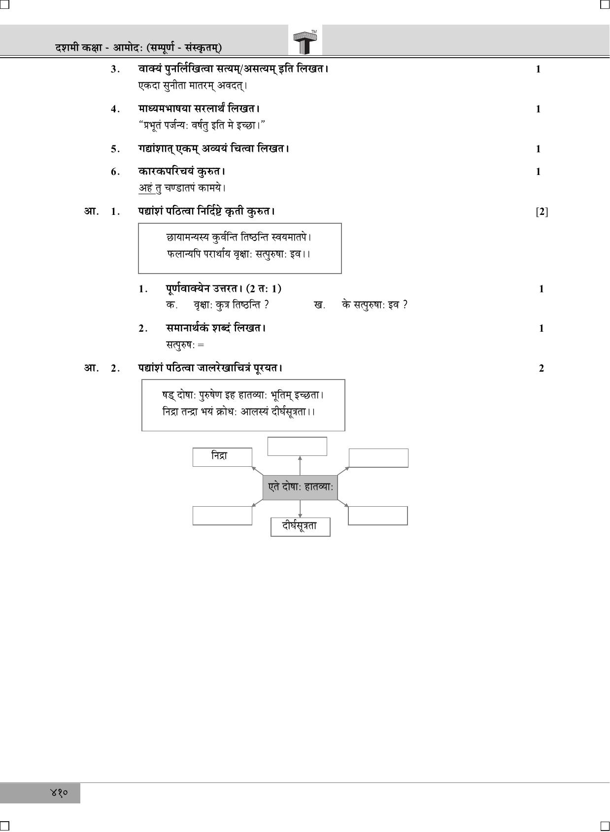 Maharashtra Board SSC SANSKRIT (Composite) March 2019 Question Paper - Page 8