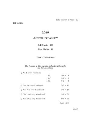 Assam HS 2nd Year Accountancy 2019 Question Paper