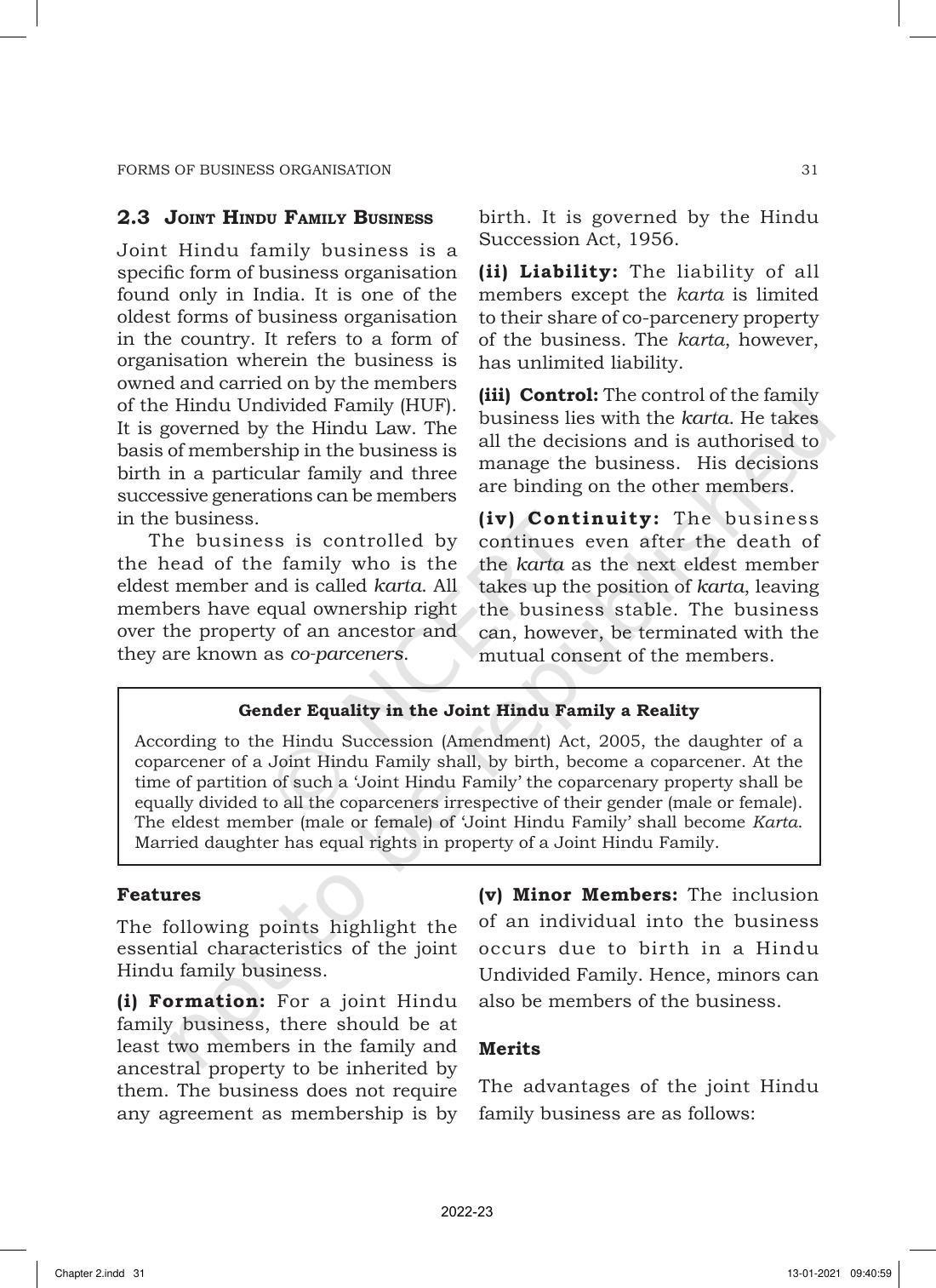 NCERT Book for Class 11 Business Studies Chapter 2 Forms of Business Organisation - Page 6
