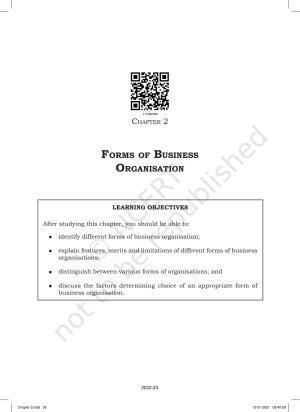 NCERT Book for Class 11 Business Studies Chapter 2 Forms of Business Organisation