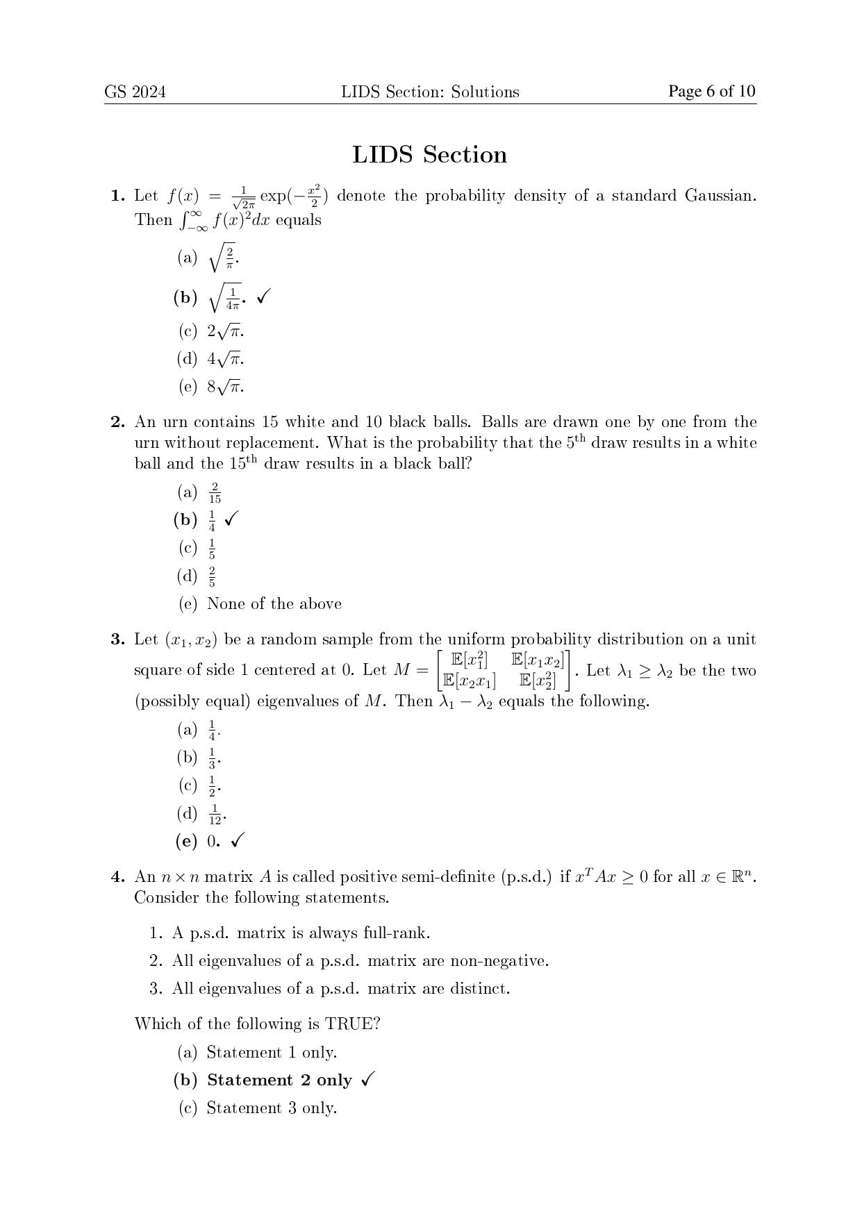 TIFR GS 2024 Learning Information & Data Science Question Paper - Page 6
