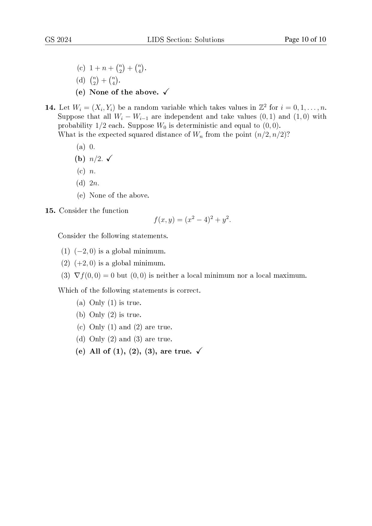 TIFR GS 2024 Learning Information & Data Science Question Paper - Page 10