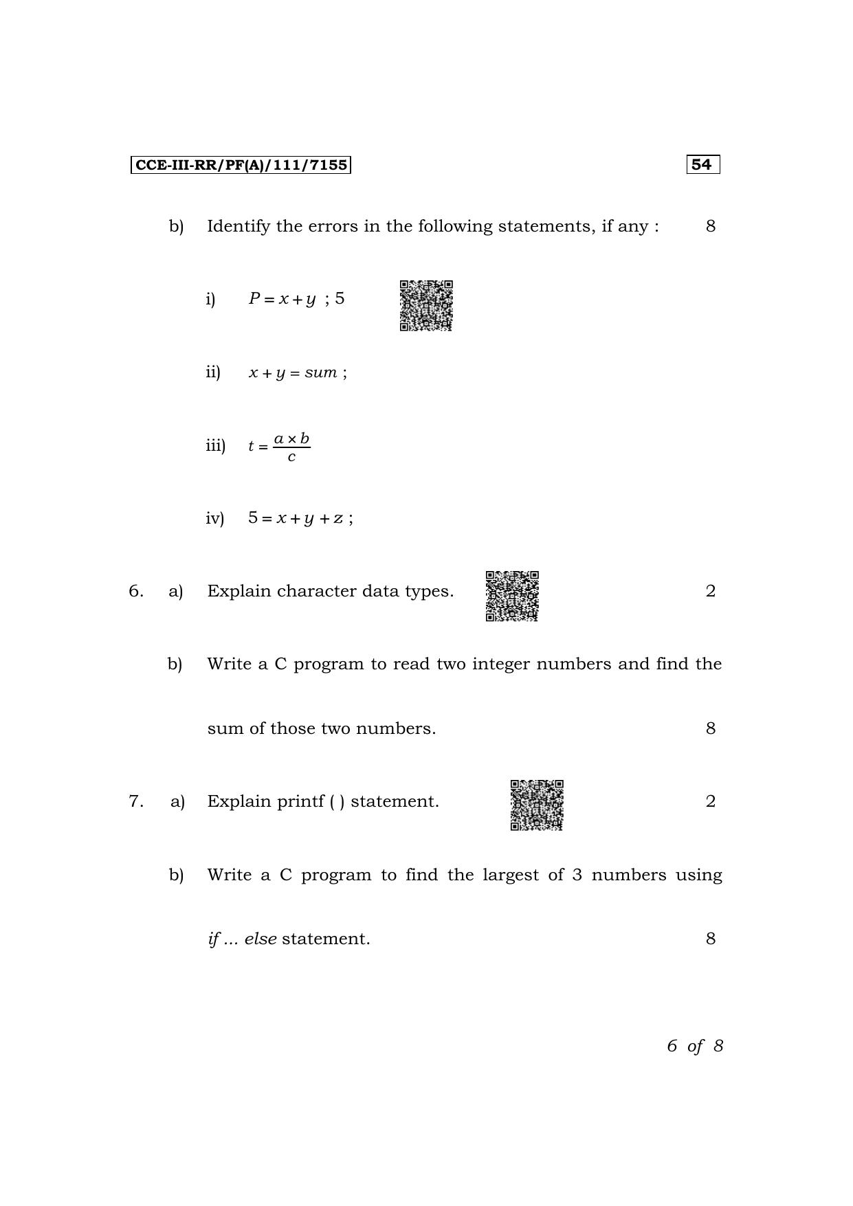 Karnataka SSLC JTS Subject (Programming In ANSI 'C'-54E) Exam 3 Question Paper 2024 (A Version) - Page 6