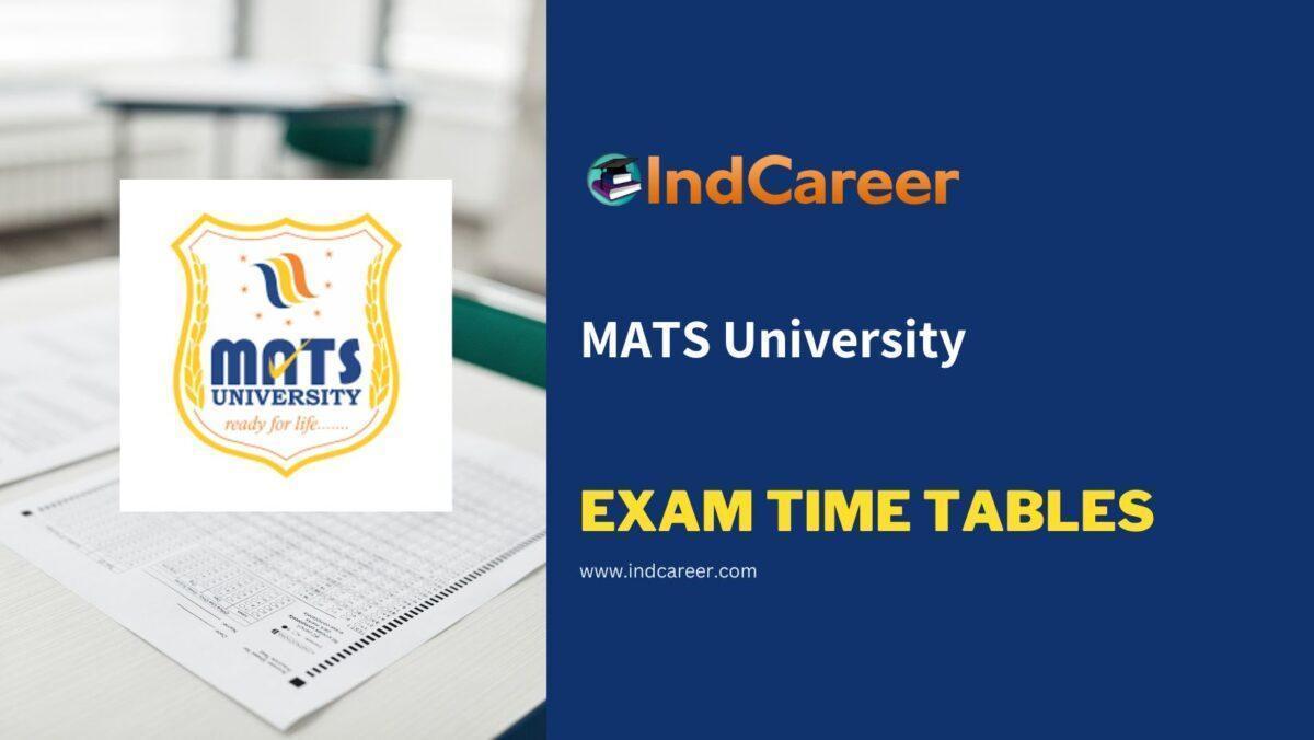 MATS University Exam Time Tables