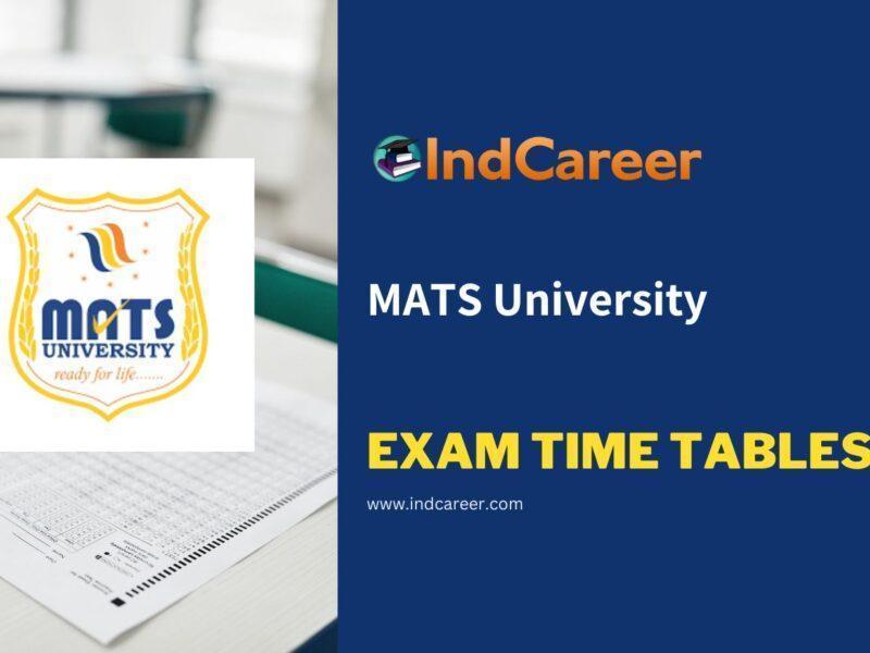 MATS University Exam Time Tables