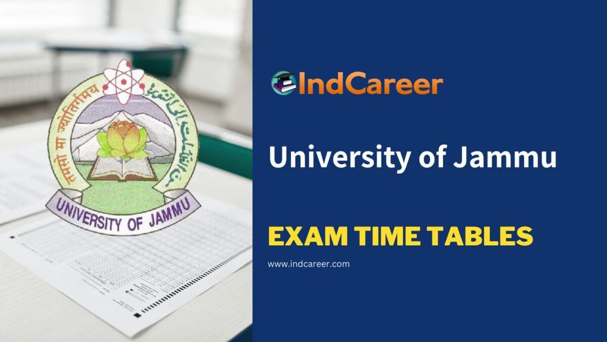 University of Jammu Exam Time Tables