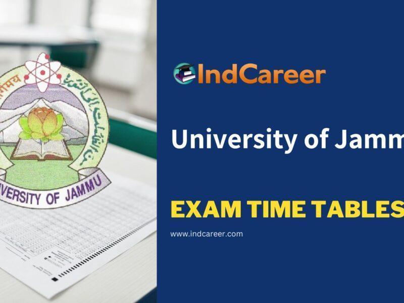 University of Jammu Exam Time Tables