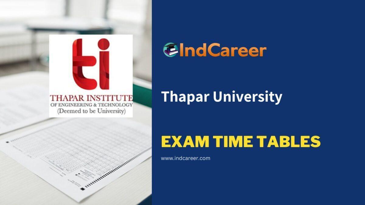 Thapar University Exam Time Tables