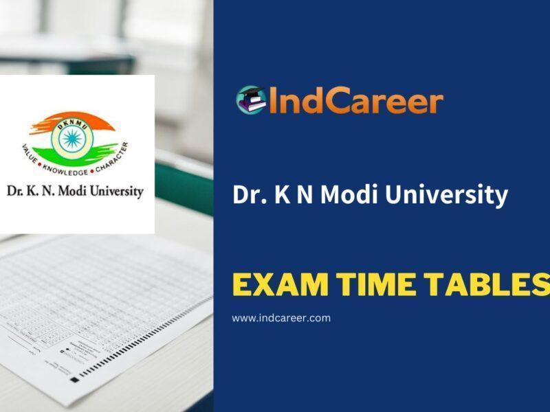 Dr. K N Modi University Exam Time Tables