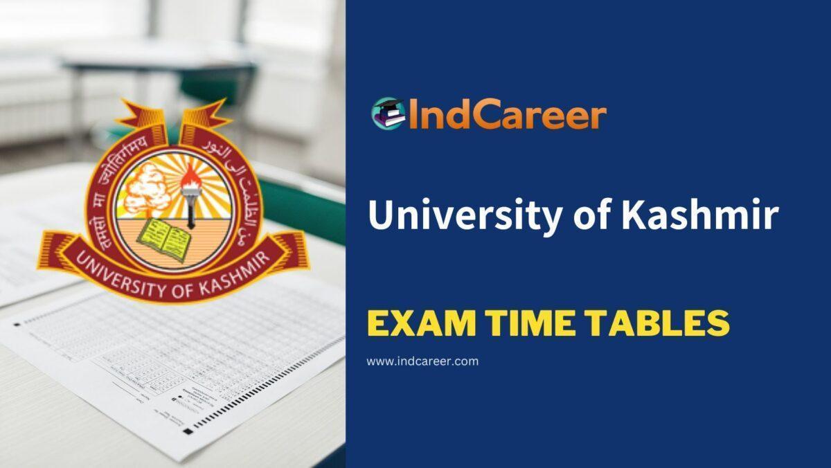 University of Kashmir Exam Time Tables