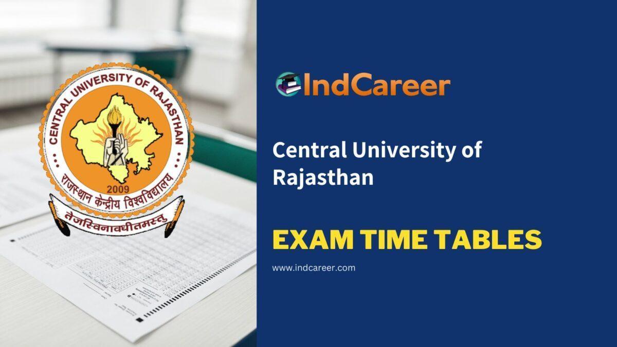 Central University of Rajasthan Exam Time Tables