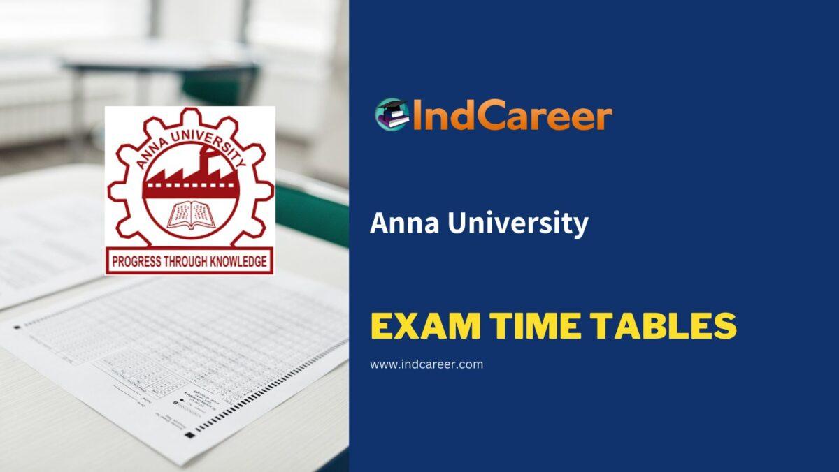 Anna University Exam Time Tables