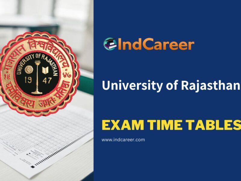 University of Rajasthan Exam Time Tables