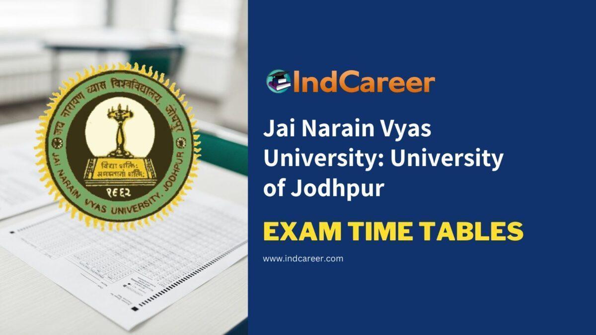 Jai Narain Vyas University: University of Jodhpur Exam Time Tables