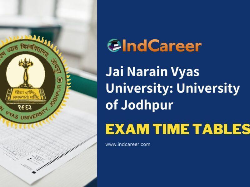 Jai Narain Vyas University: University of Jodhpur Exam Time Tables