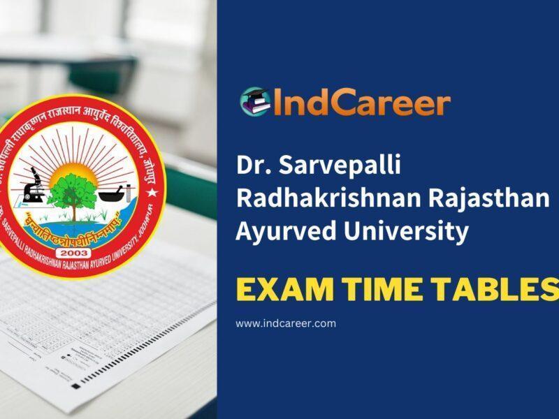Dr. Sarvepalli Radhakrishnan Rajasthan Ayurved University Exam Time Tables
