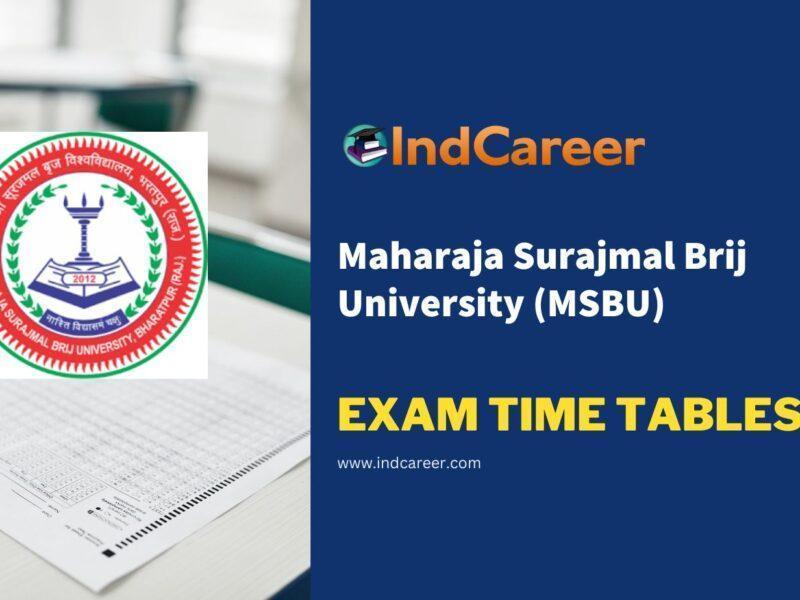 Maharaja Surajmal Brij University (MSBU) Exam Time Tables