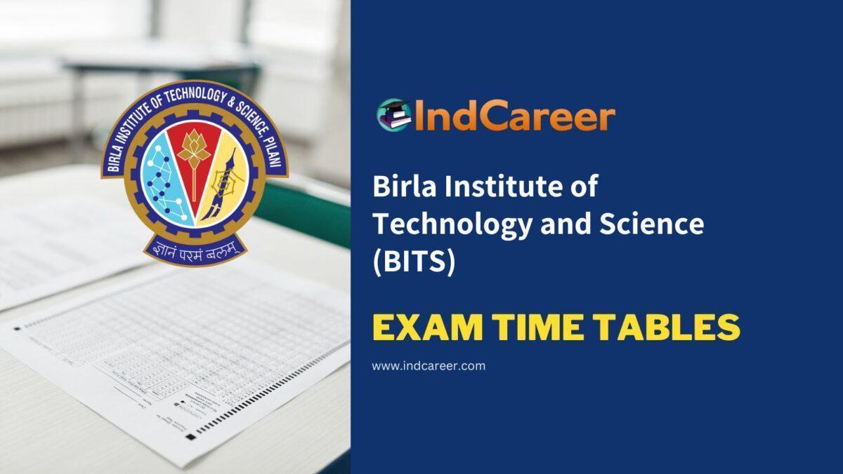 Birla Institute of Technology and Science (BITS) Exam Time Tables
