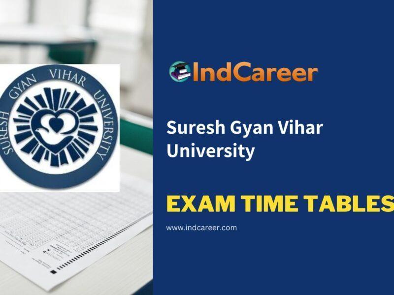 Suresh Gyan Vihar University Exam Time Tables
