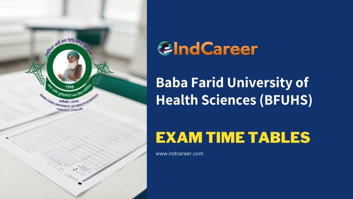 Baba Farid University of Health Sciences (BFUHS) Exam Time Tables