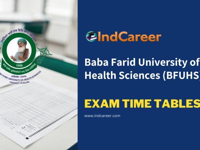 Baba Farid University of Health Sciences (BFUHS) Exam Time Tables