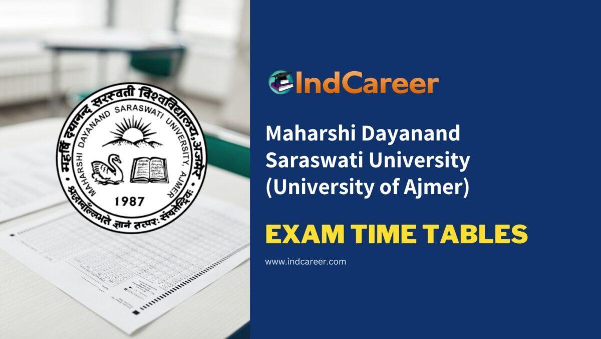 Maharshi Dayanand Saraswati University (University of Ajmer) Exam Time Tables