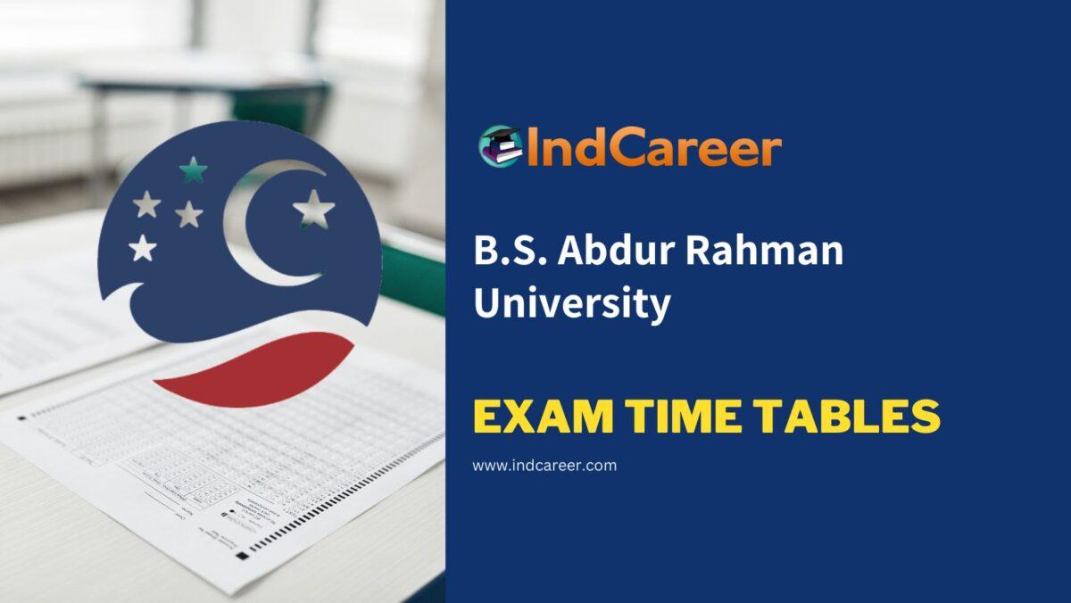 B.S. Abdur Rahman University Exam Time Tables