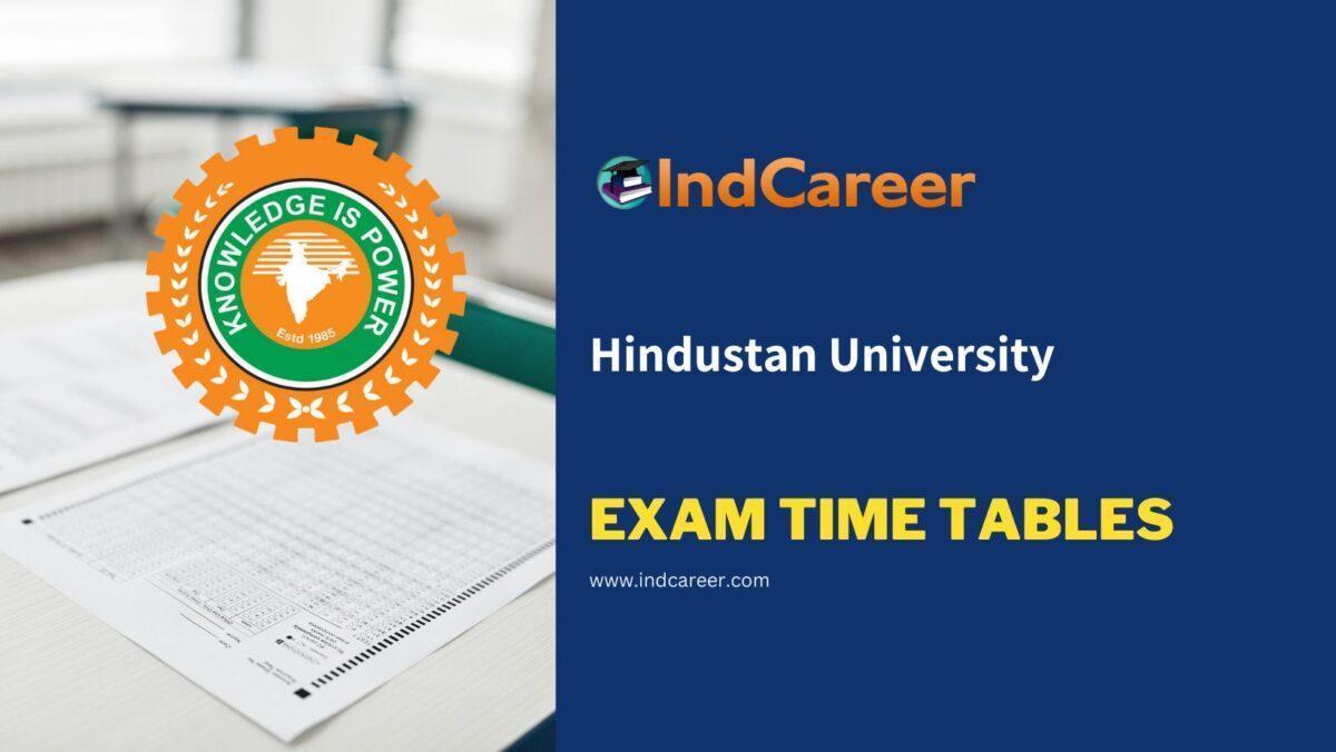 Hindustan University Exam Time Tables